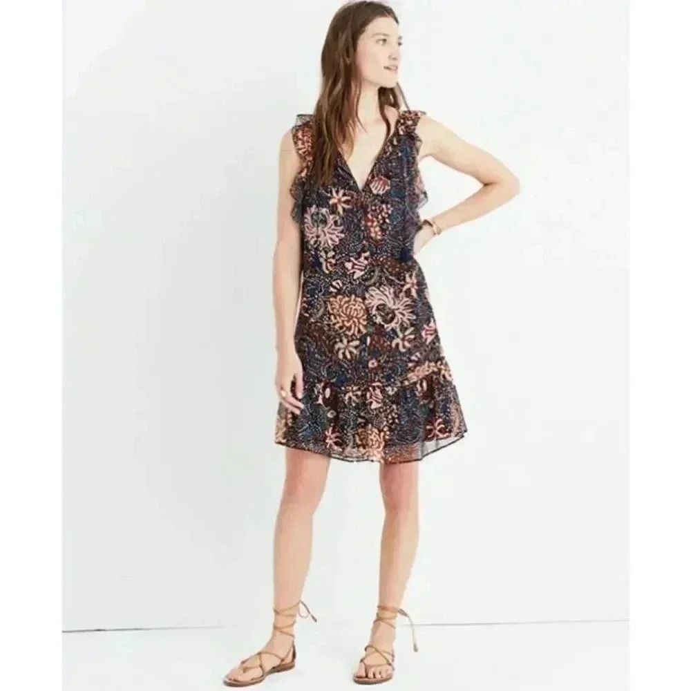 {Madewell} Sea Floral Lily Ruffle Dress Size Small - Picture 2 of 15